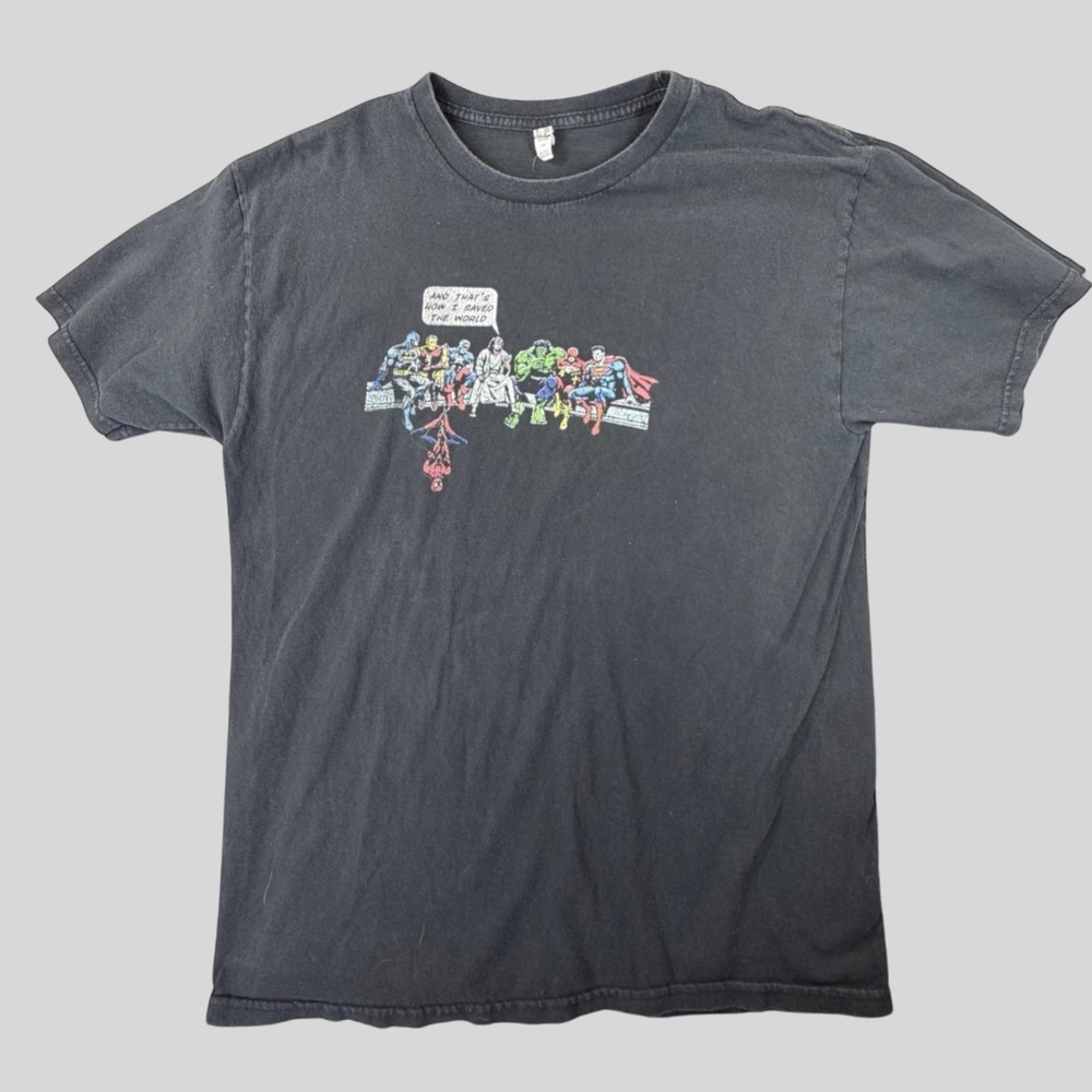 Marvel Superhero Jesus Graphic T Shirt Mens L Black Vintage Style Y2K Tee